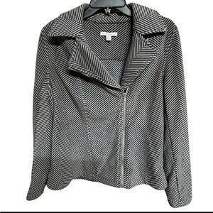 Isaac Mizrahi Live Chevron Pattern Moto Jacket Size Medium- Super Soft